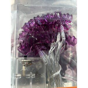 Halloween 10 Led Purple Bat String Lights Black Wire 6 Feet Battery Operated New